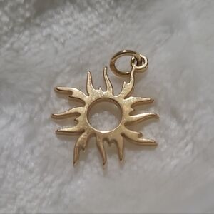 Tamed Wild, Gold Sun Pendant Charm, 0.5"